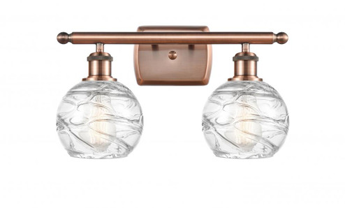 Athens Deco Swirl - 2 Light - 16 inch - Antique Copper - Bath Vanity Light (3442|516-2W-AC-G1213-6-LED)