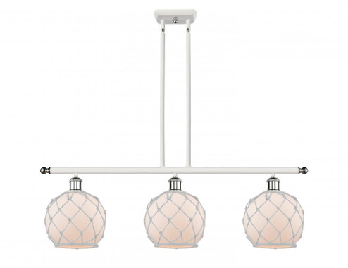 Farmhouse Rope - 3 Light - 36 inch - White Polished Chrome - Stem hung - Island Light (3442|516-3I-WPC-G121-8RW-LED)