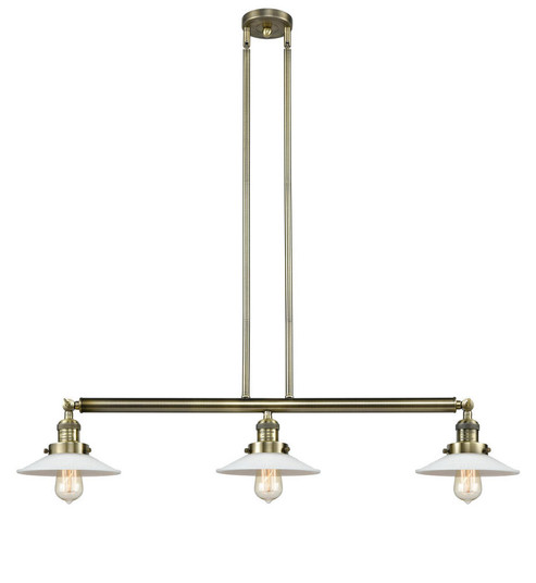 Halophane - 3 Light - 41 inch - Antique Brass - Stem Hung - Adjustable Island Light (3442|213-AB-G1)