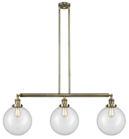 Beacon - 3 Light - 42 inch - Antique Brass - Stem Hung - Adjustable Island Light (3442|213-AB-G202-10-LED)