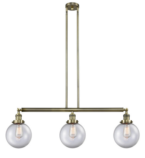 Beacon - 3 Light - 41 inch - Antique Brass - Stem Hung - Adjustable Island Light (3442|213-AB-G202-8-LED)