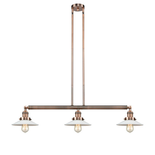 Halophane - 3 Light - 41 inch - Antique Copper - Stem Hung - Adjustable Island Light (3442|213-AC-G1-LED)