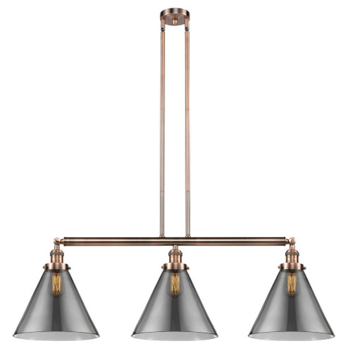 Cone - 3 Light - 44 inch - Antique Copper - Stem Hung - Adjustable Island Light (3442|213-AC-G43-L)