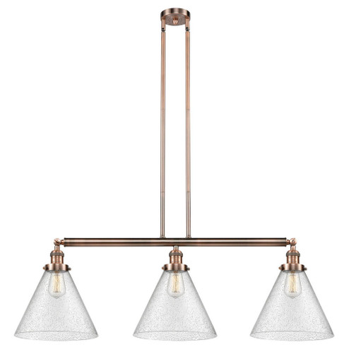 Cone - 3 Light - 44 inch - Antique Copper - Stem Hung - Adjustable Island Light (3442|213-AC-G44-L)