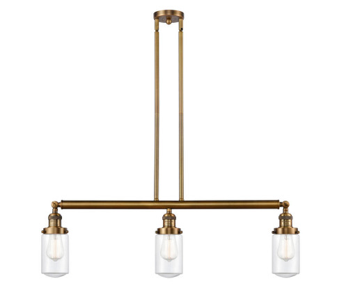 Dover - 3 Light - 37 inch - Brushed Brass - Stem Hung - Adjustable Island Light (3442|213-BB-G312)