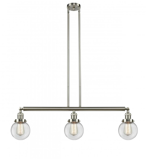 Beacon - 3 Light - 39 inch - Brushed Satin Nickel - Stem Hung - Island Light (3442|213-SN-G202-6-LED)