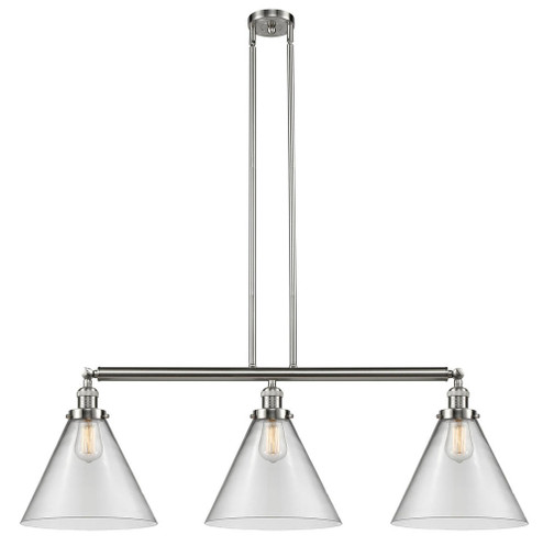 Cone - 3 Light - 44 inch - Brushed Satin Nickel - Stem Hung - Adjustable Island Light (3442|213-SN-G42-L)