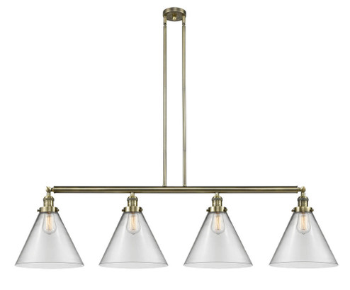 Cone - 4 Light - 56 inch - Antique Brass - Stem Hung - Adjustable Island Light (3442|214-AB-G42-L-LED)