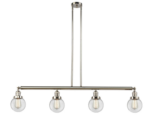 Beacon - 4 Light - 51 inch - Polished Nickel - Stem Hung - Adjustable Island Light (3442|214-PN-G202-6-LED)