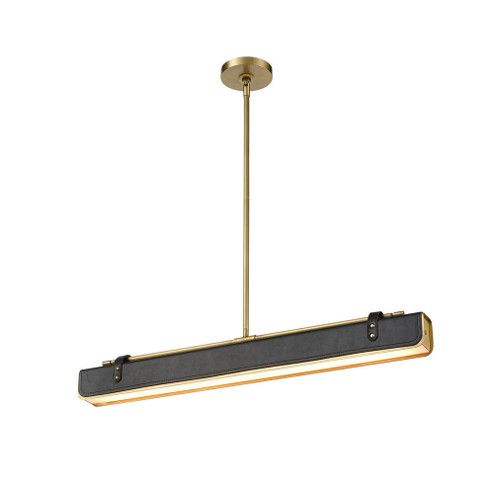 Valise 31-in Vintage Brass/Tuxedo Leather LED Pendant (7713|PD307931VBTL)
