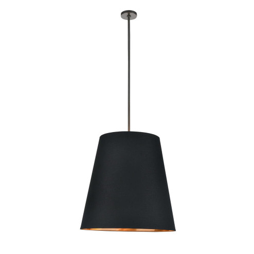 Calor 25-in Black Linen With Gold Parchment/Urban Bronze 3 Lights Socket Pendant (7713|PD311025UBBG)