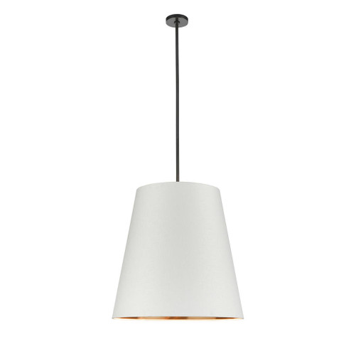 Calor 25-in Urban Bronze/White Linen With Gold Parchment 3 Lights Socket Pendant (7713|PD311025UBWG)