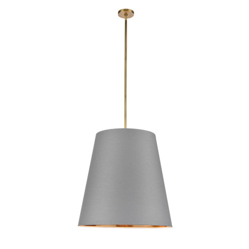 Calor 25-in Gray Linen With Gold Parchment/Vintage Brass 3 Lights Socket Pendant (7713|PD311025VBGG)