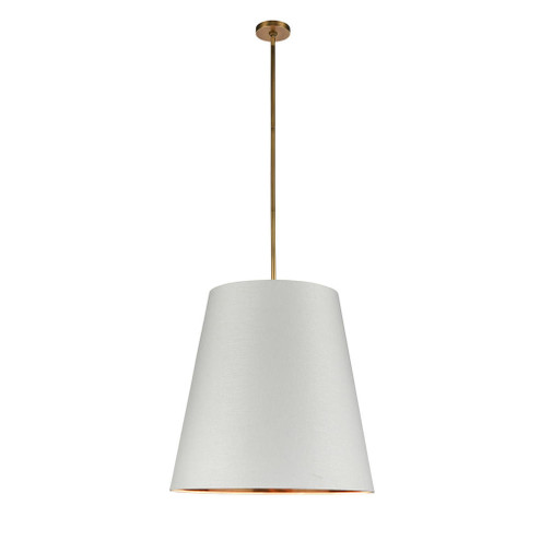 Calor 25-in Vintage Brass/White Linen With Gold Parchment 3 Lights Socket Pendant (7713|PD311025VBWG)