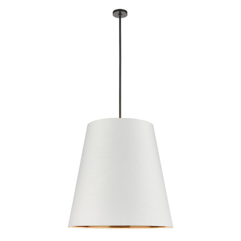 Calor 30-in Urban Bronze/White Linen With Gold Parchment 3 Lights Socket Pendant (7713|PD311030UBWG)
