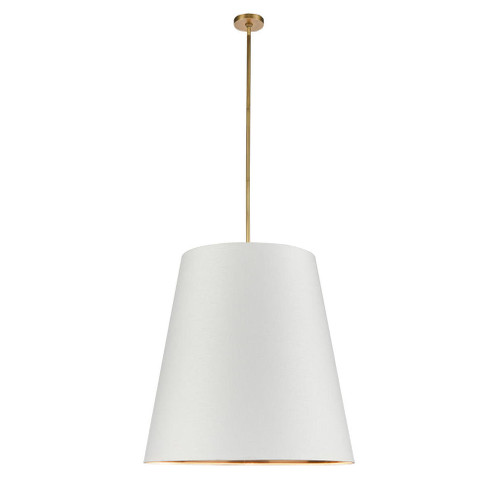 Calor 30-in Vintage Brass/White Linen With Gold Parchment 3 Lights Socket Pendant (7713|PD311030VBWG)