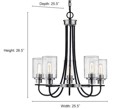 Clifton 5-Light Chandelier Ceiling Light Matte Black/Brushed Nickel (670|3505-MB/BN)