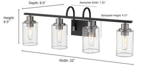 Clifton 4-Light Vanity Matte Black/Brushed Nickel (670|3514-MB/BN)