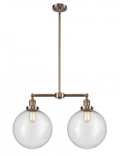 Beacon - 2 Light - 27 inch - Antique Copper - Stem Hung - Adjustable Island Light (3442|209-AC-G204-12-LED)