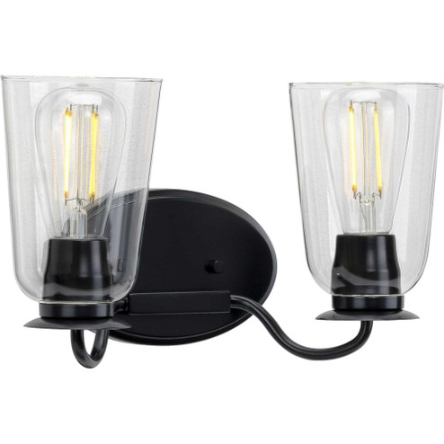 Durrell Collection Two-Light Matte Black Clear Glass Coastal Bath Vanity Light (149|P300262-031)