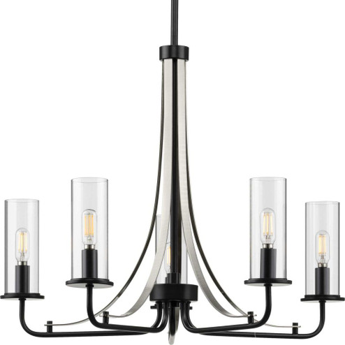 Riley Collection Five-Light Matte Black Clear Glass New Traditional Chandelier Light (149|P400209-031)