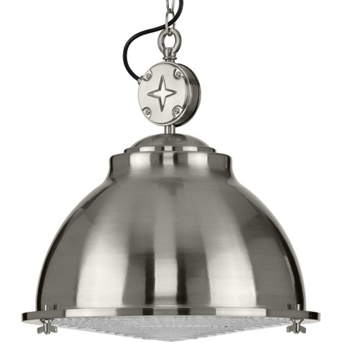 Medal Collection One-Light Brushed Nickel Clear Patterned Glass Coastal Pendant Light (149|P500212-009)