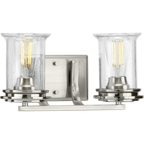 Winslett Collection Two-Light Brushed Nickel Clear Seeded Glass Coastal Bath Vanity Light (149|P300273-009)