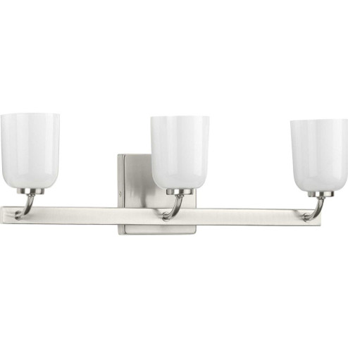 Moore Collection Three-Light Brushed Nickel White Opal Glass Luxe Bath Vanity Light (149|P300282-009)