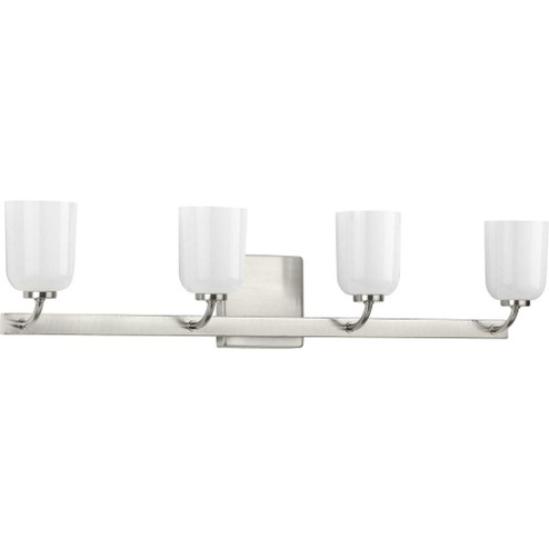 Moore Collection Four-Light Brushed Nickel White Opal Glass Luxe Bath Vanity Light (149|P300283-009)
