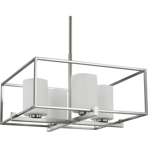 Chadwick Collection Four-Light Brushed Nickel Etched Opal Glass Modern Chandelier Light (149|P400226-009)