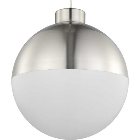 Globe LED Collection One-Light Brushed Nickel Opal Glass Mid-Century Modern Pendant Light (149|P500148-009-30)