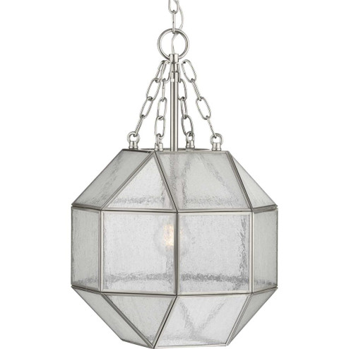 Mauldin Collection One-Light Brushed Nickel Clear Seeded Glass Global Pendant Light (149|P500221-009)