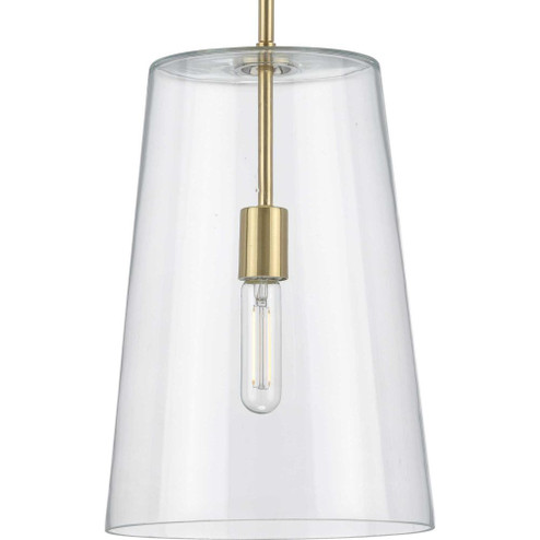 Clarion Collection One-Light Satin Brass Clear Glass Coastal Pendant Light (149|P500242-012)