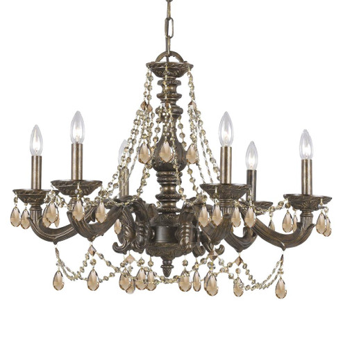 Paris Market 6 Light Golden Teak Swarovski Strass Venetian Bronze Chandelier (205|5026-VB-GT-S)