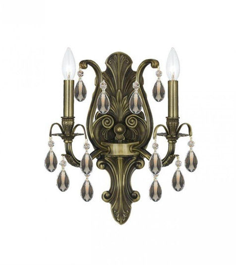 Dawson 2 Light Golden Teak Swarovski Strass Crystal Antique Brass Sconce (205|5563-AB-GT-S)