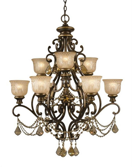 Norwalk 9 Light Golden Teak Swarovski Strass Crystal Bronze Umber Chandelier (205|7509-BU-GT-S)