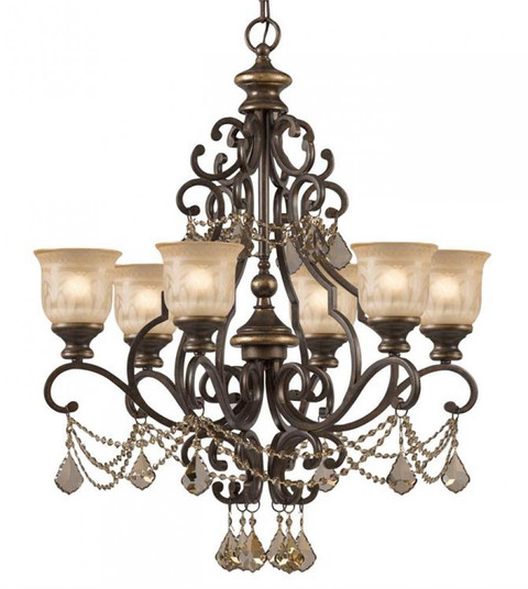 Norwalk 6 Light Golden Teak Swarovski Strass Crystal Bronze Umber Chandelier (205|7516-BU-GT-S)