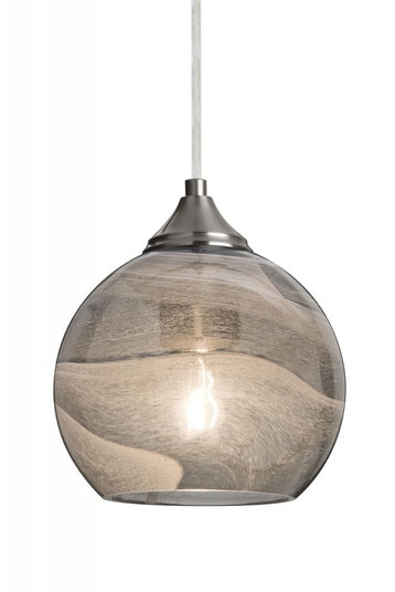 Besa, Jilly Cord Pendant, Vapor Smoke, Satin Nickel Finish, 1x60W Medium Base (127|1JT-JILLYSM-SN)
