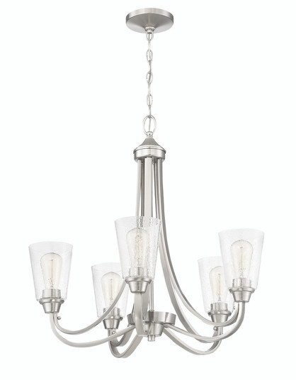Grace 5 Light Chandelier in Brushed Polished Nickel (Clear Seeded Glass) (20|41925-BNK-CS)
