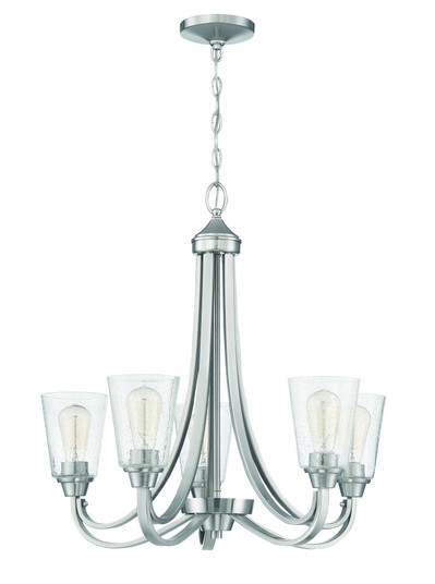 Grace 5 Light Chandelier in Brushed Polished Nickel (Clear Seeded Glass) (20|41925-BNK-CS)