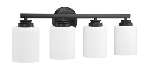 Bolden 4 Light Vanity in Flat Black (White Glass) (20|50504-FB-WG)