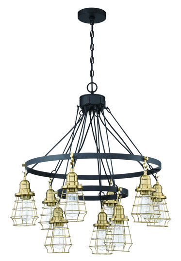 Thatcher 9 Light Chandelier in Flat Black/Satin Brass (20|50629-FBSB)