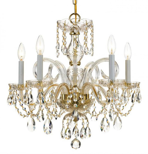 Traditional Crystal 5 Light Spectra Crystal Polished Brass Chandelier (205|1005-PB-CL-SAQ)