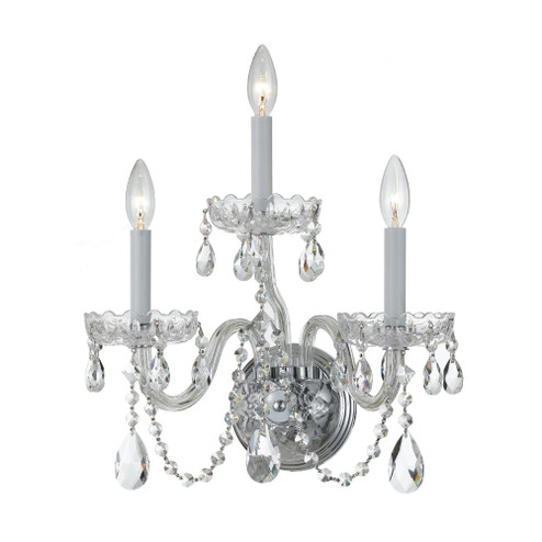 Traditional Crystal 3 Light Hand Cut Crystal Polished Chrome Sconce (205|1033-CH-CL-MWP)