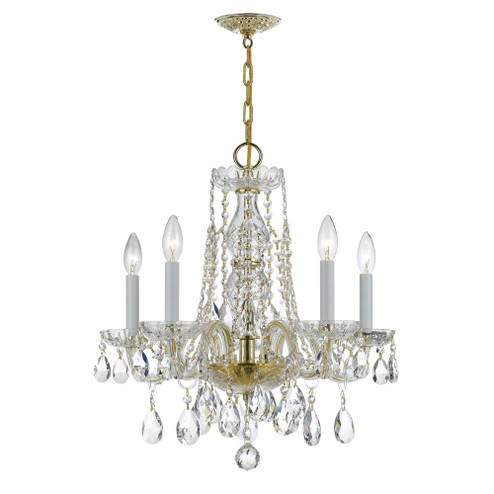 Traditional Crystal 5 Light Swarovski Strass Crystal Polished Brass Chandelier (205|1061-PB-CL-S)