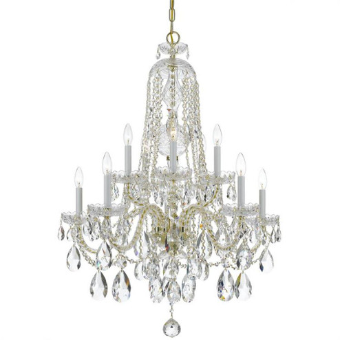 Traditional Crystal 10 Light Hand Cut Crystal Polished Brass Chandelier (205|1110-PB-CL-MWP)