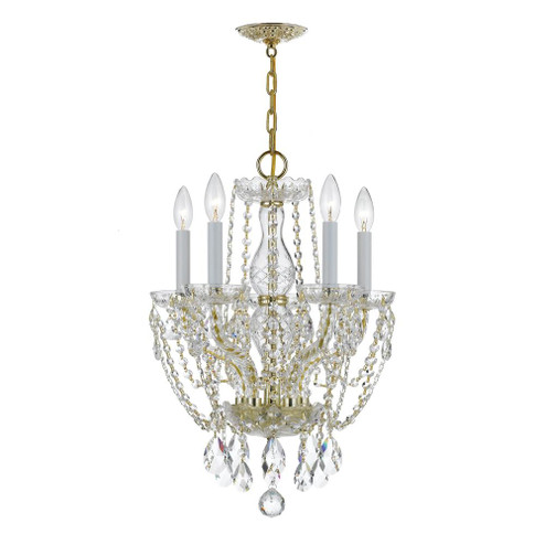 Traditional Crystal 5 Light Swarovski Strass Crystal Polished Brass Mini Chandelier (205|1129-PB-CL-S)