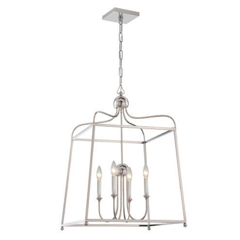 Libby Langdon Sylvan 4 Light Polished Nickel Lantern Chandelier (205|2244-PN_NOSHADE)