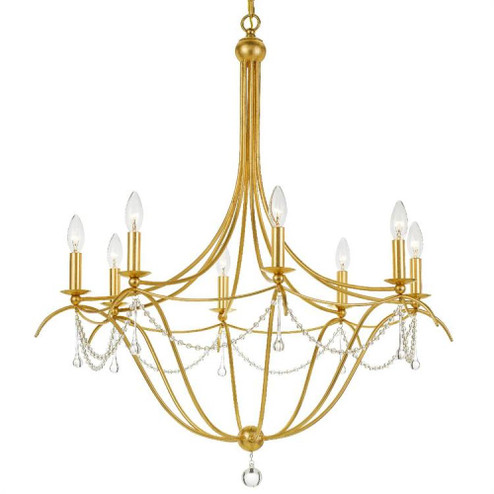 Metro 8 Light Crystal Beads Antique Gold Chandelier (205|428-GA)