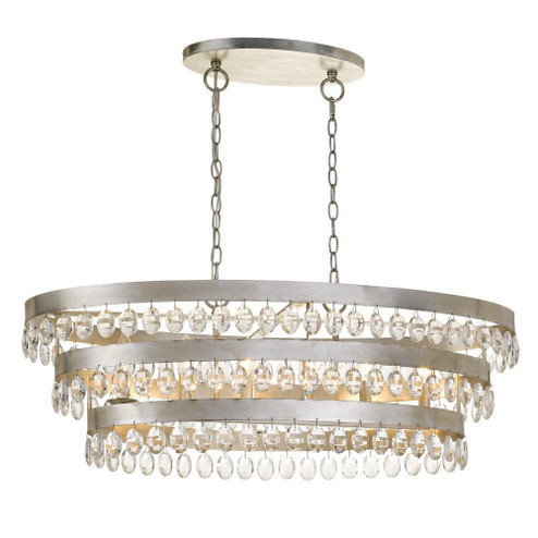 Perla 36'' Antique Silver Linear Oval Chandelier (205|6107-SA)